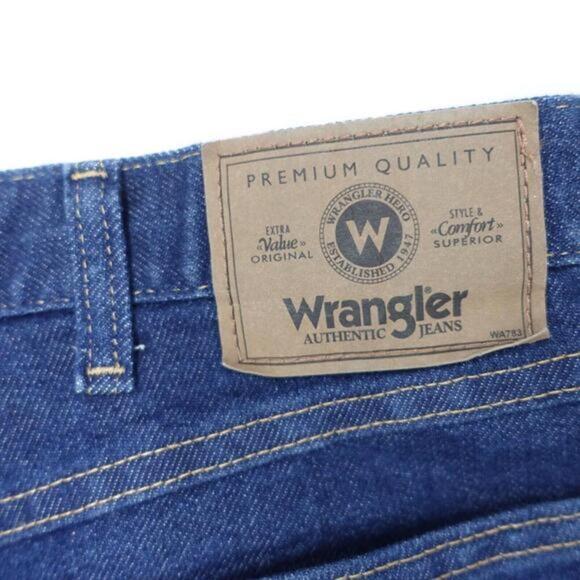 Wrangler Jeans Men's 36 X 32 Navy Blue Dark Wash Denim Regular Fit Straight Leg - Picture 8 of 9
